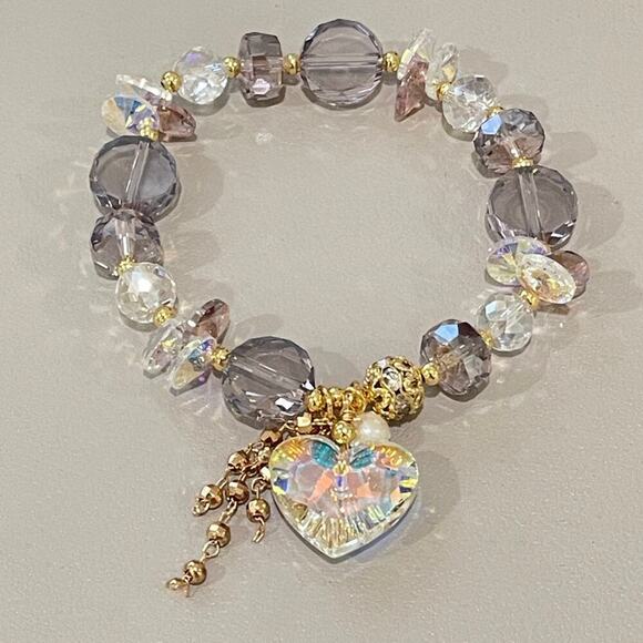 Purple Heart Swarovski Beaded Bracelet - Picture 5 of 10